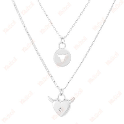 silver necklace ethnic style zodiac shape